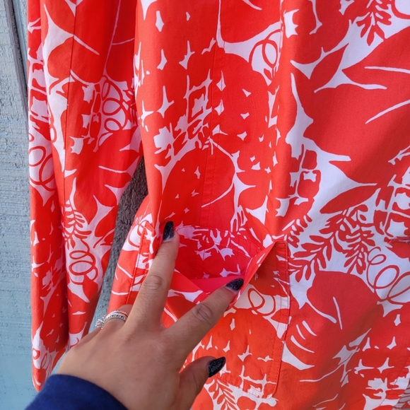 Talbots Casual Cotton Blazer Pineapple Paradise Print Orange White sz 16 Coastal - Picture 4 of 12